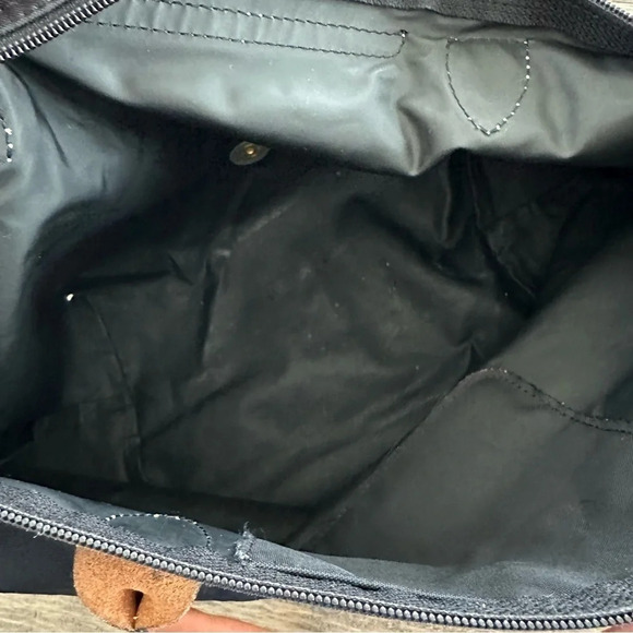 Longchamp Le Pliage Shopping Modele Depose  Black travel tote bag brown Leather - Picture 4 of 9
